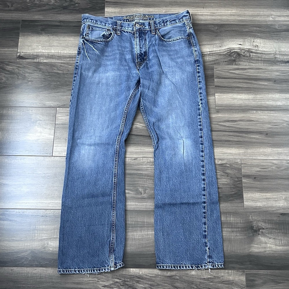 American Eagle Original Boot Cotton Jeans Mens 34x32 (Fits 36x30) Western Blue